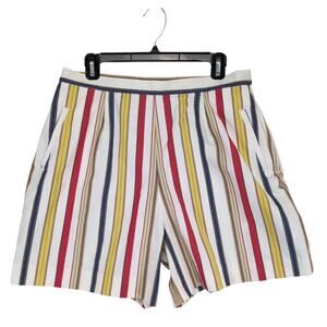 Vintage 90s Talbots Women's 16 Petite Striped High Waist Cotton Shorts Preppy